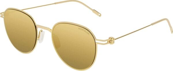 Mont Blanc Mb0002S Gold Yuvarlak Erkek Güneş Gözlüğü