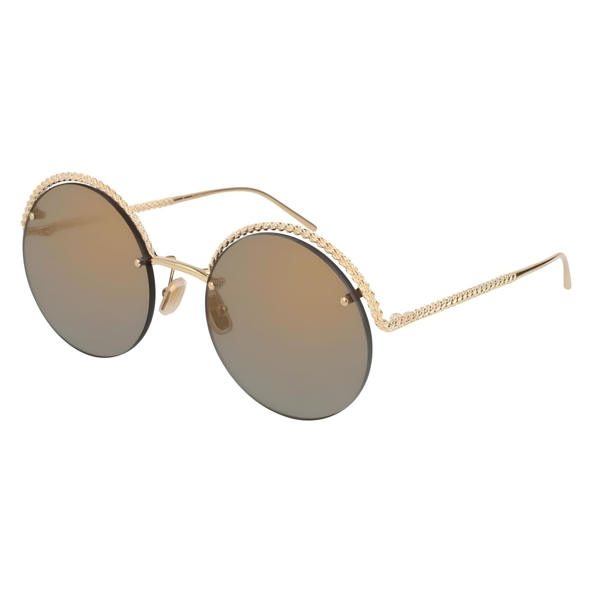 Boucheron BC0057S 001 Yuvarlak Gold Kadın Güneş Gözlüğü