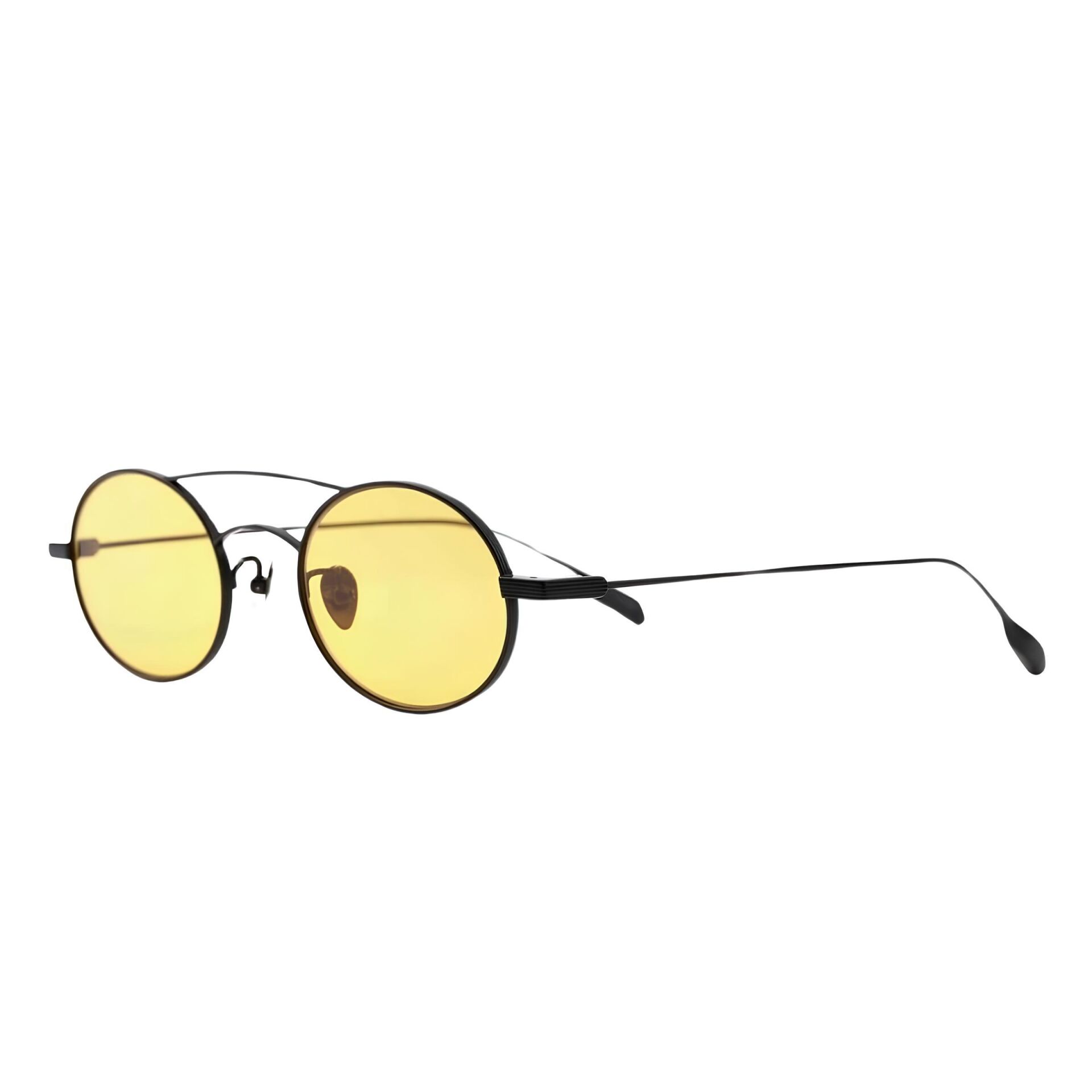 Projekt Produkt Clcc2 Sarı Siyah Yuvarlak Titanyum Unisex Güneş Gözlüğü