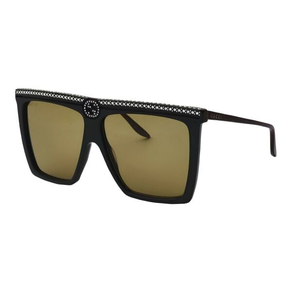 Gucci Gg0733S Taşlı Siyah Kare Kadın Güneş Gözlüğü