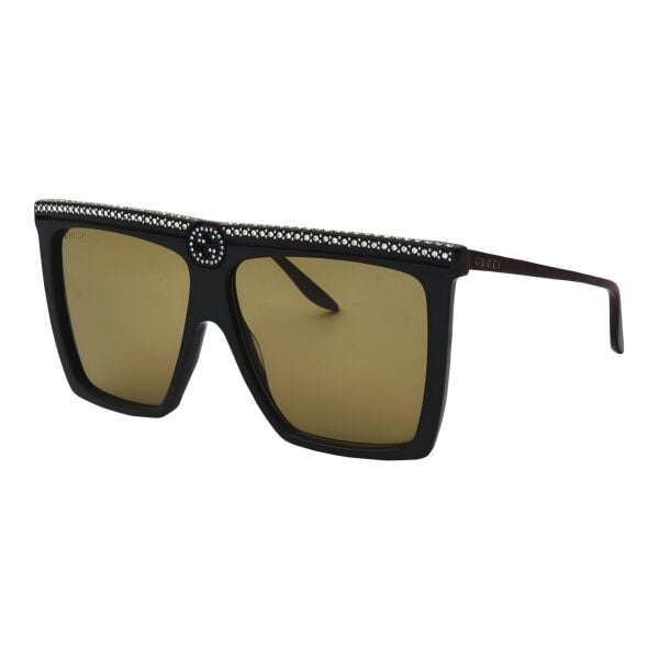 Gucci Gg0733S Taşlı Siyah Kare Kadın Güneş Gözlüğü