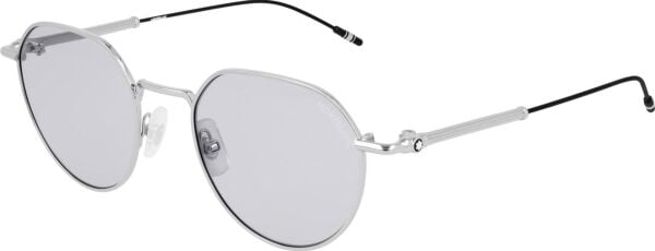 Mont Blanc Mb0060S Silver Siyah Yuvarlak Erkek Güneş Gözlüğü