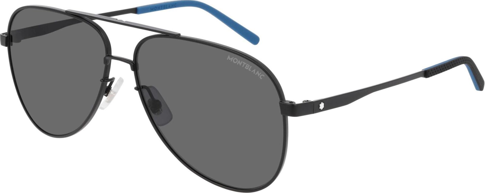 Mont Blanc Mb0103S Siyah Mavi Pilot Erkek Güneş Gözlüğü