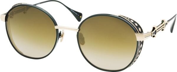 Eque.M Cockpit MBG Gold Siyah Yuvarlak Titanyum Unisex Güneş Gözlüğü